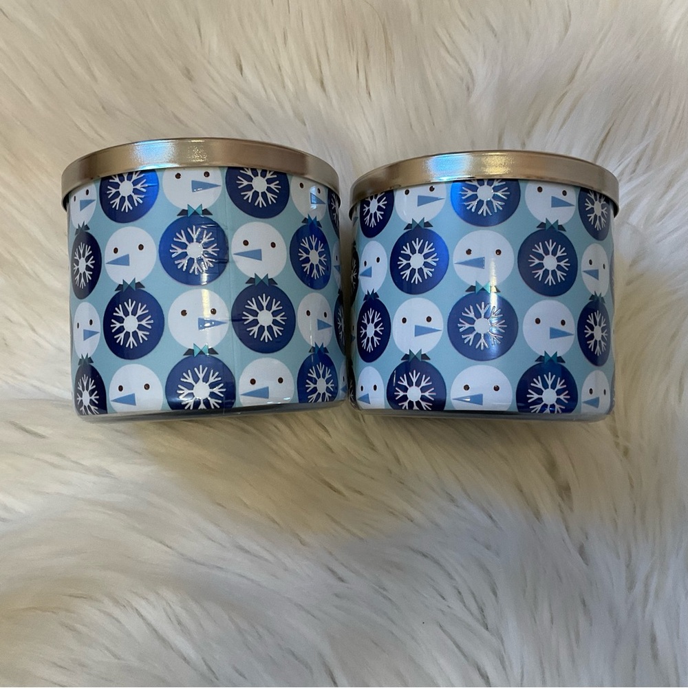 Bath & Body Works Fresh Sparkling Snow 3-Wick Candle - New x2 - Picture 4 of 7